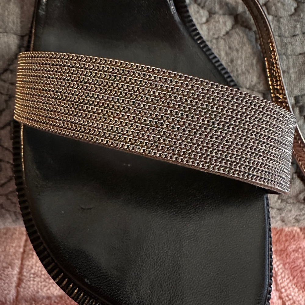 YSL Silver Chain Strappy Sandals 6.5 | Yves Saint Laurent Metallic Heels - Picture 6 of 11